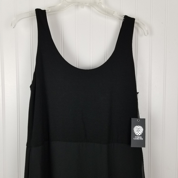 Vince Camuto Black and White Chiffon Sheer Overlay Tank Maxi Dress Petite Large - Picture 12 of 12